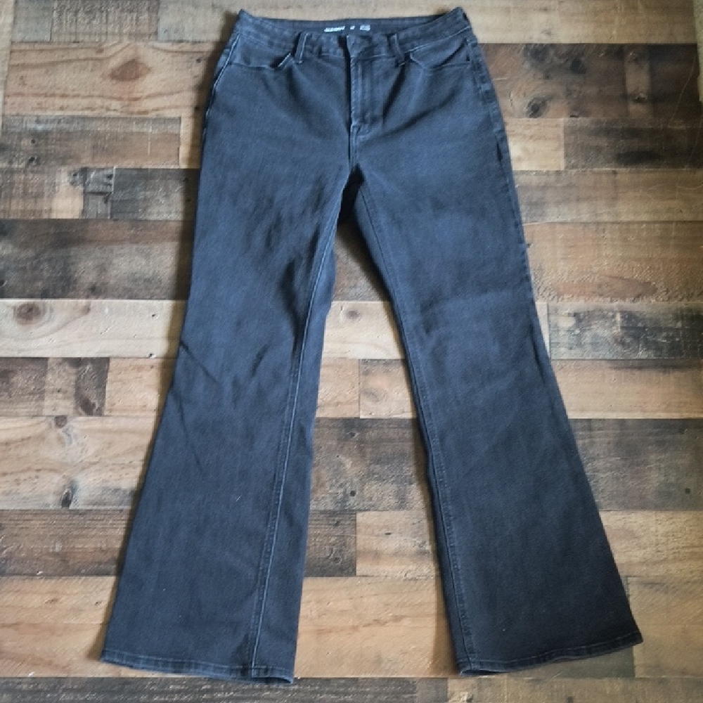 Old Navy Dark Gray Faded Black High Rise Flare Jeans Sz 10 Women